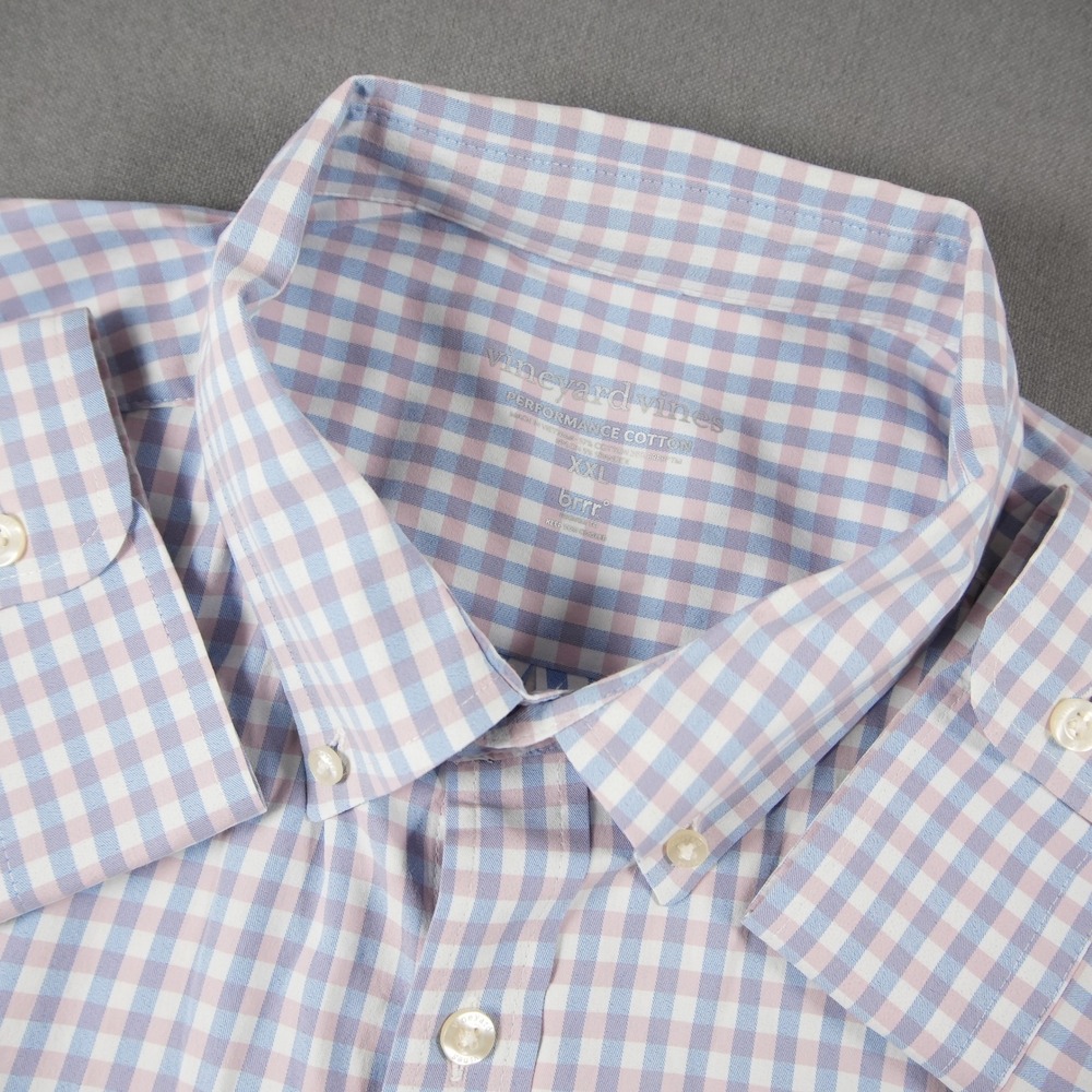 Vineyard Vines Performance Brrr Lightweight Button Down Shirt XXL Pink Gingham